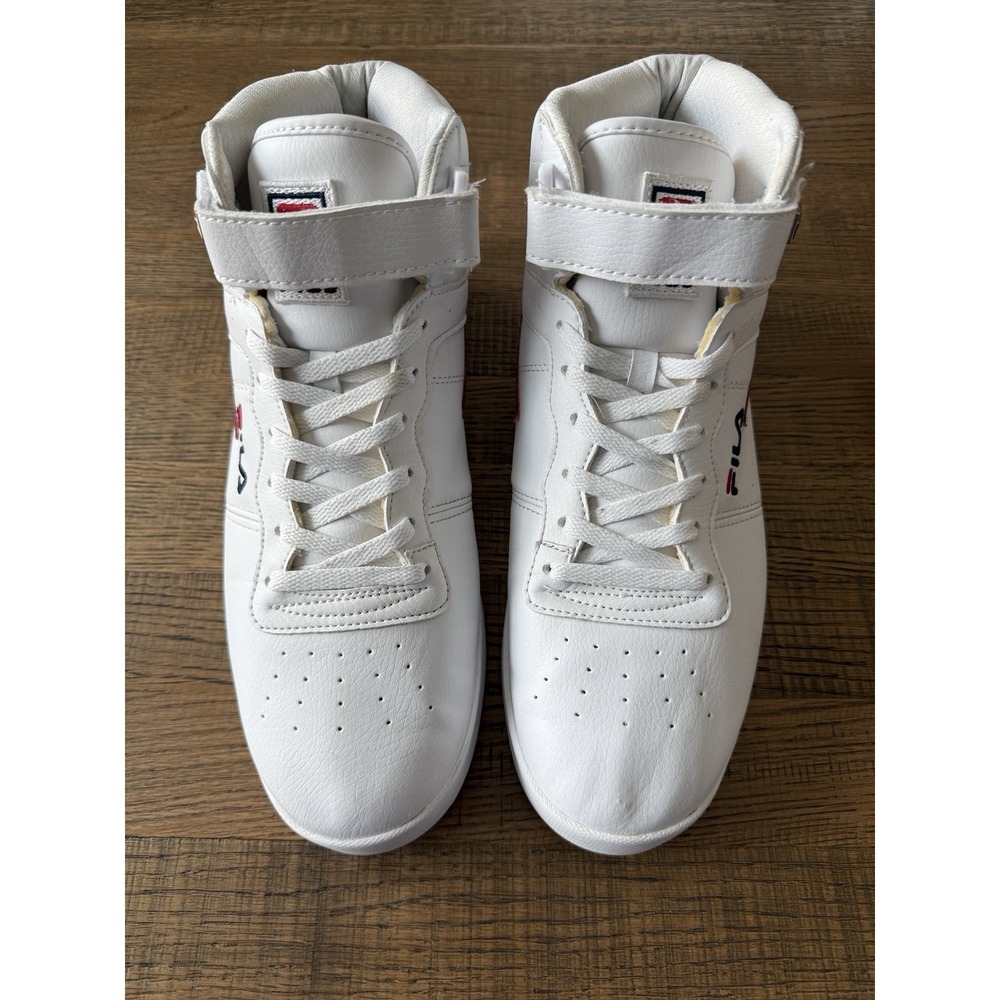 FILA Vulc 13 Repeat Logo Men's High-Top Sneakers White Size 13 Tall Casual EUC